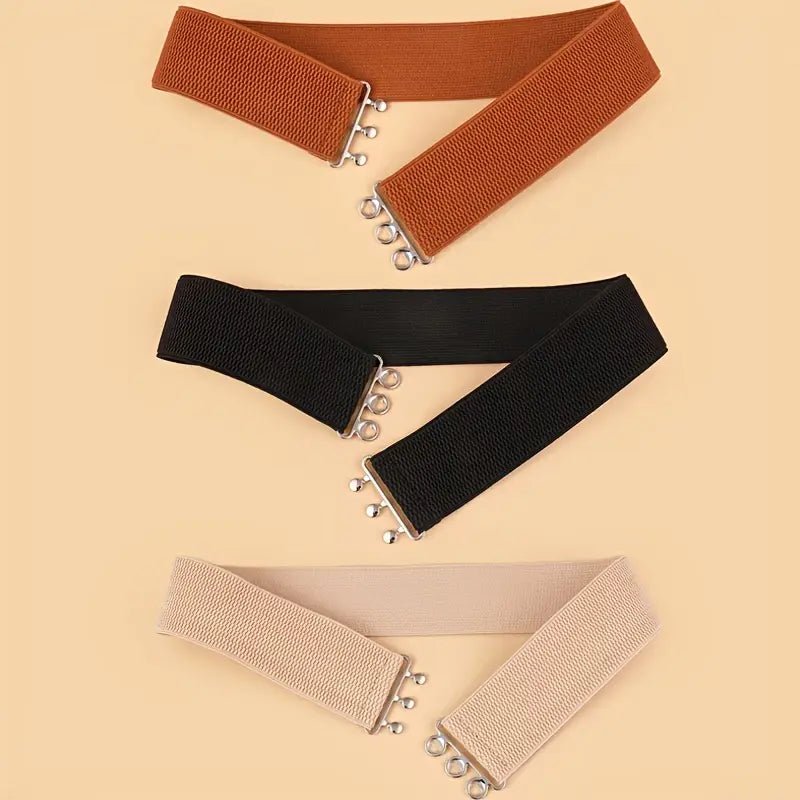 Metal Clasp Wide Stretch Belt – Casual & Boho Style - Little Looms