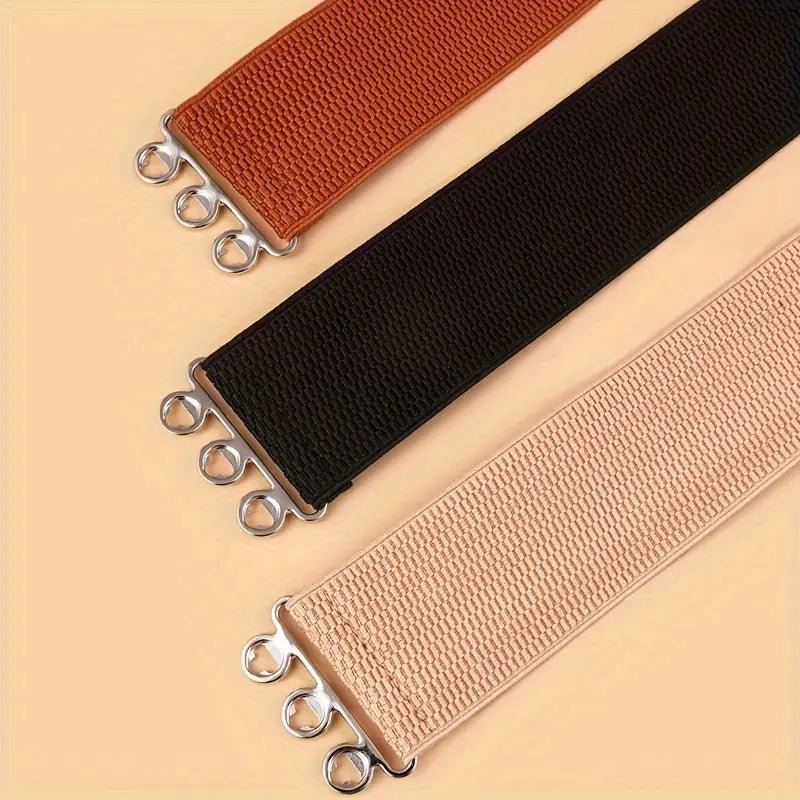 Metal Clasp Wide Stretch Belt – Casual & Boho Style - Little Looms