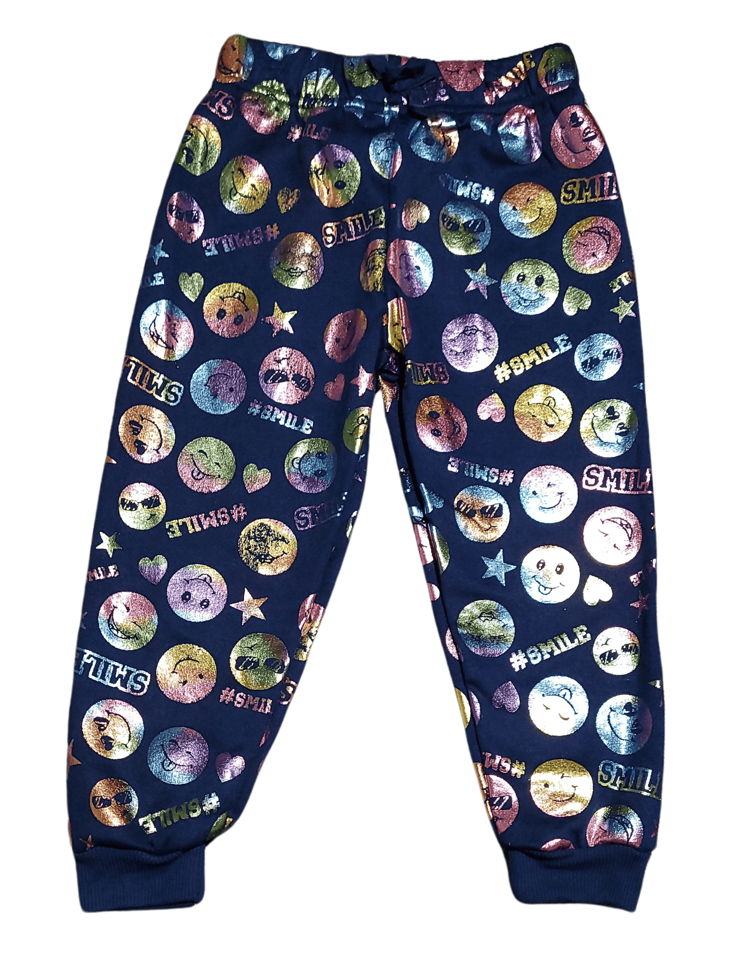 Girl Squad #Smile Emoji Jogger Pants – Foil Print - Little Looms