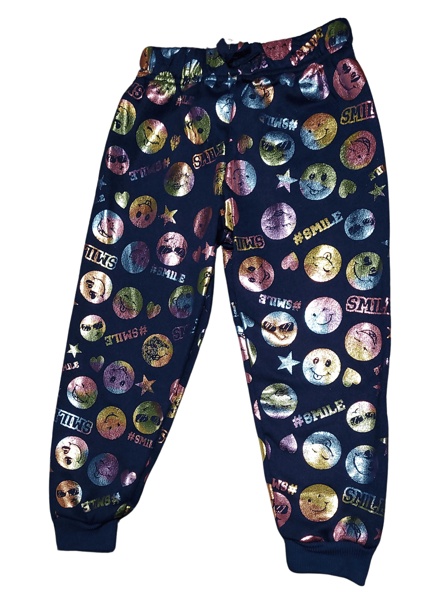 Girl Squad #Smile Emoji Jogger Pants – Foil Print - Little Looms