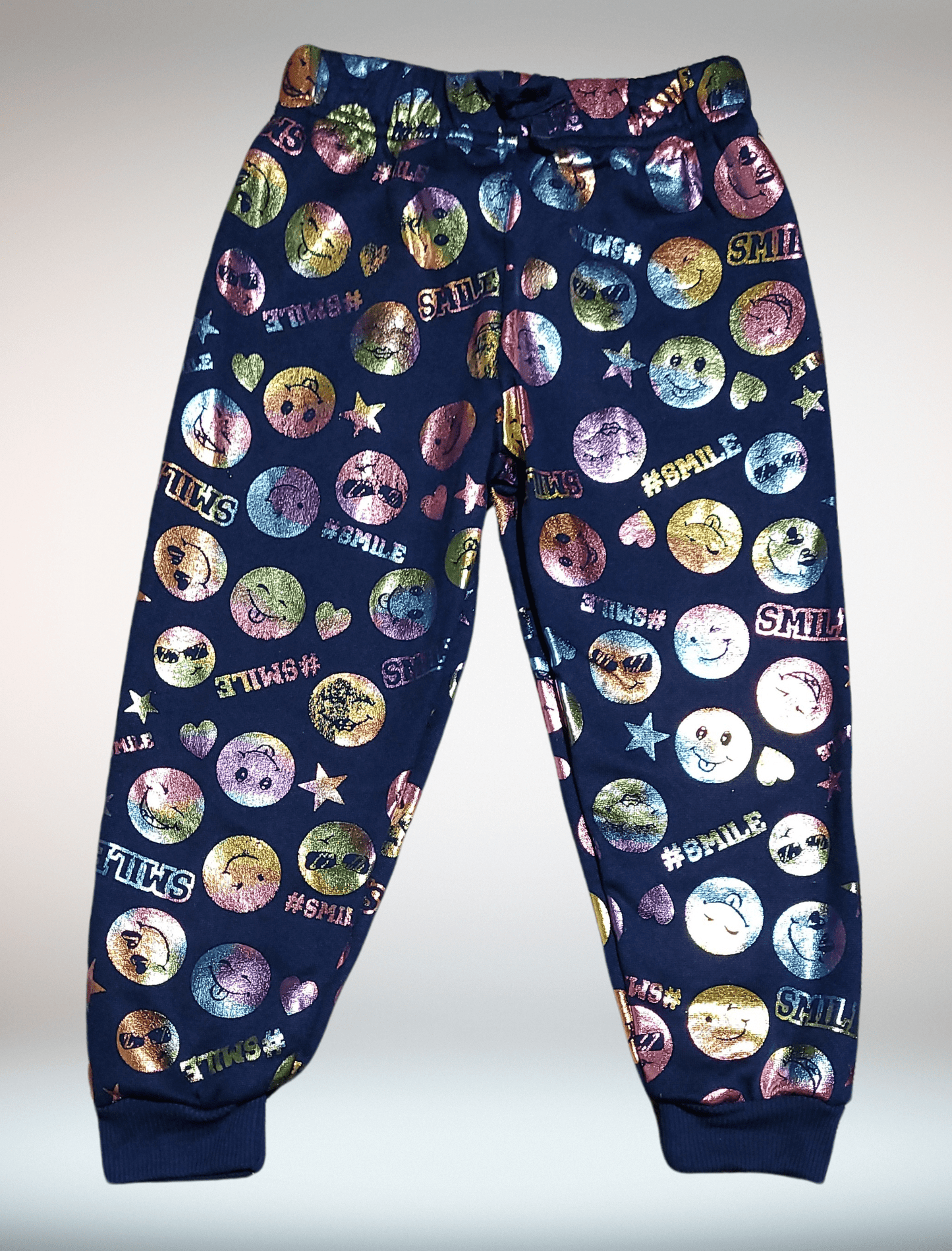 Girl Squad #Smile Emoji Jogger Pants – Foil Print - Little Looms