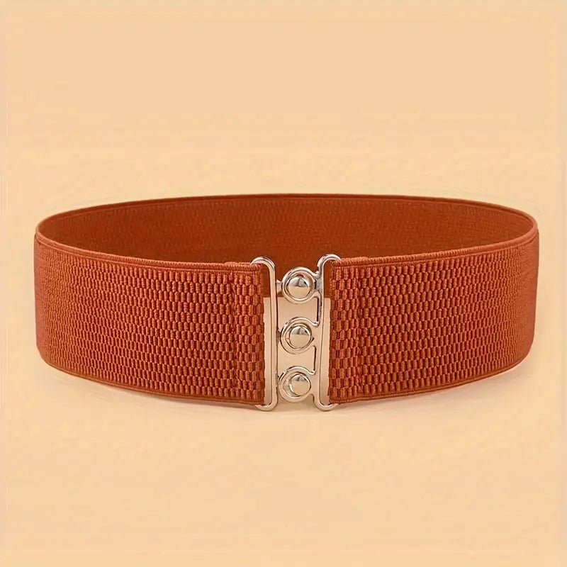 Metal Clasp Wide Stretch Belt – Casual & Boho Style - Little Looms