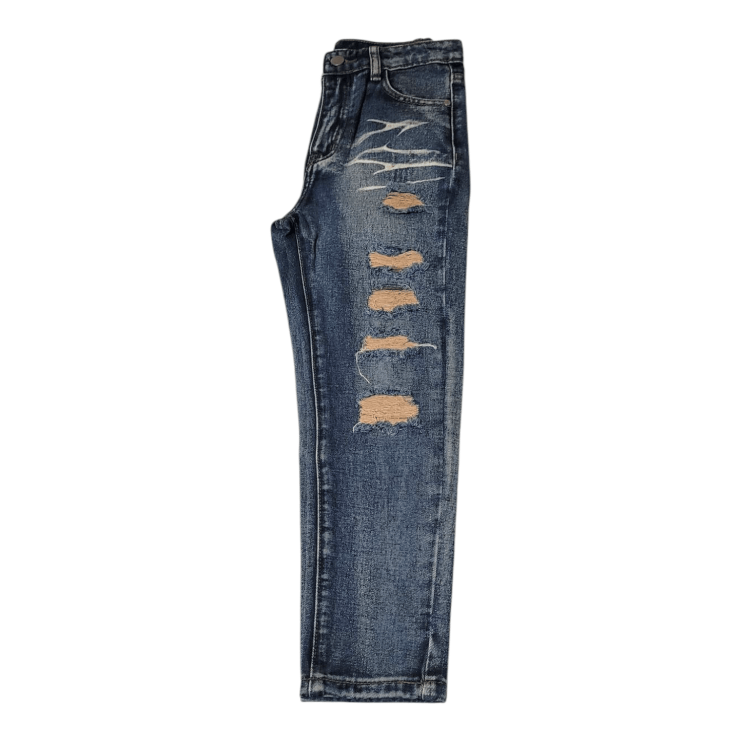 Boys’ Skinny Fit Distressed Denim Jeans – Low Waist, Cotton Blend - Little Looms