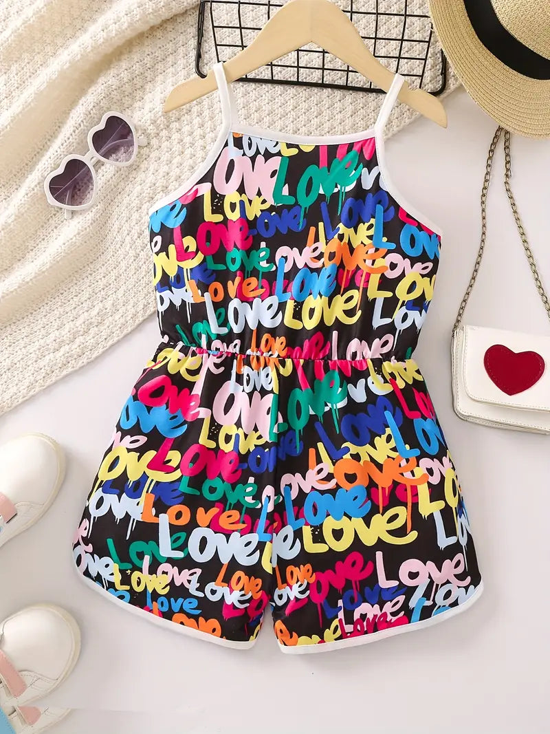 Toddler Girl Vibrant Multicolored Love Romper