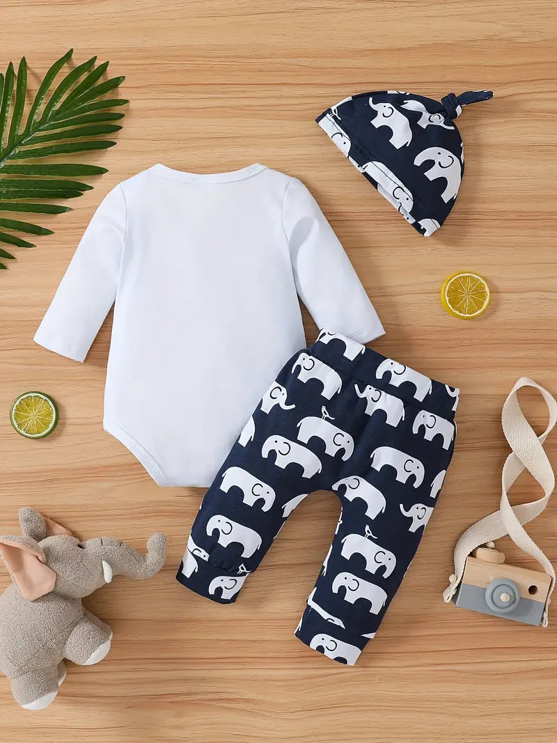 Newborn Baby Little Peanut 3-Piece Set - Navy, Pink, or Gray