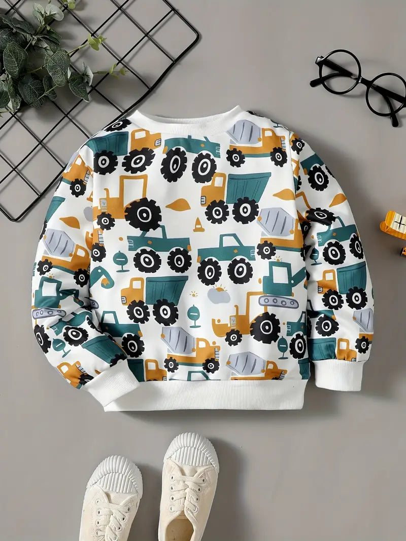 Green and Yellow Construction Trucks Toddler Sweatshirt