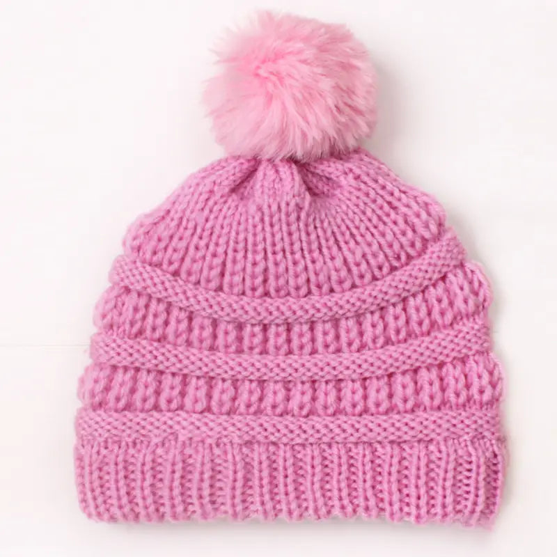 Toddler Girl Knitted Pom-Pom Beanie Cap