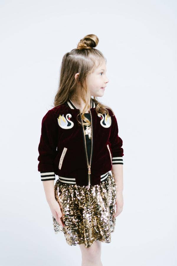 Velvet Swan Bomber Jacket - Little Looms