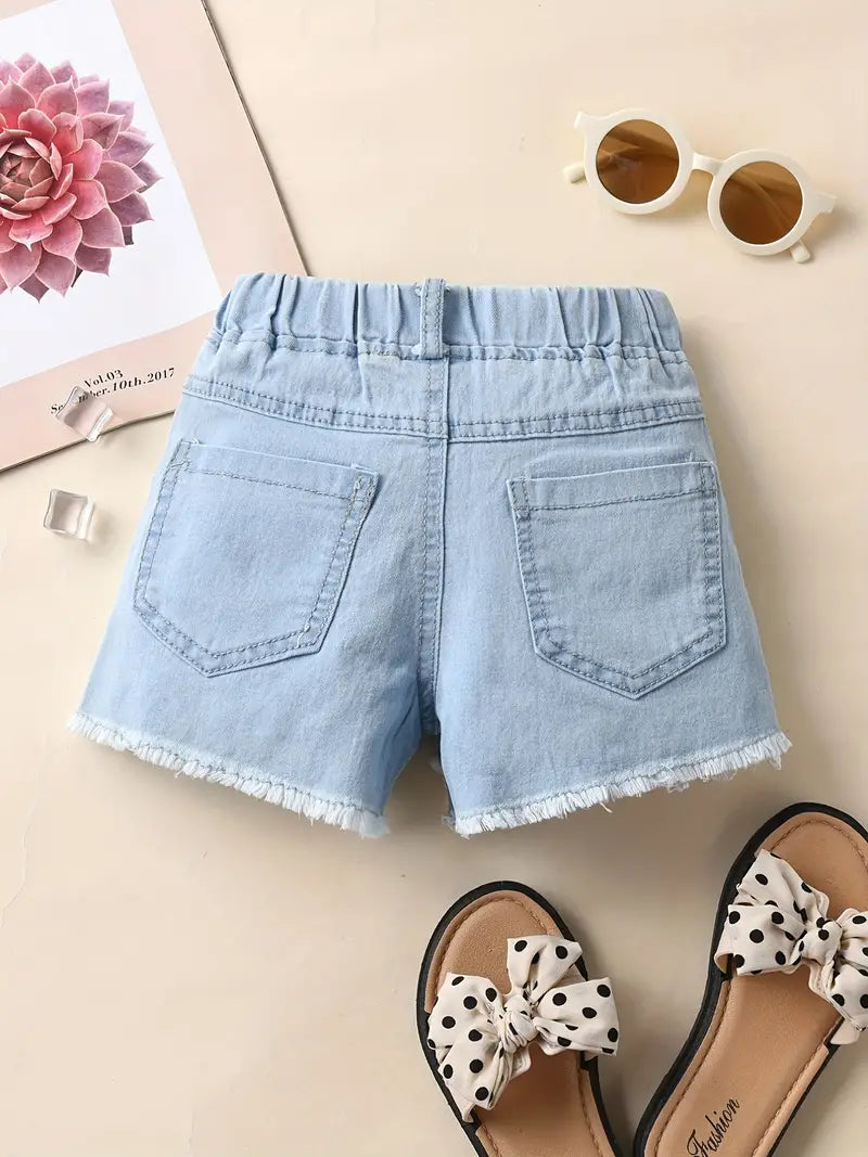 Lace Denim Toddler Girl Shorts