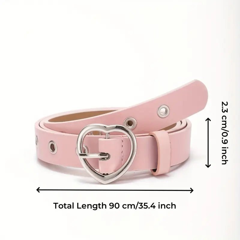 Heart Buckle PU Belt - Little Looms