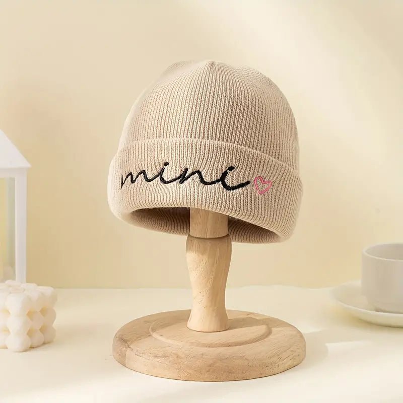 "Mini" Embroidered Heart Knit Beanie - Little Looms
