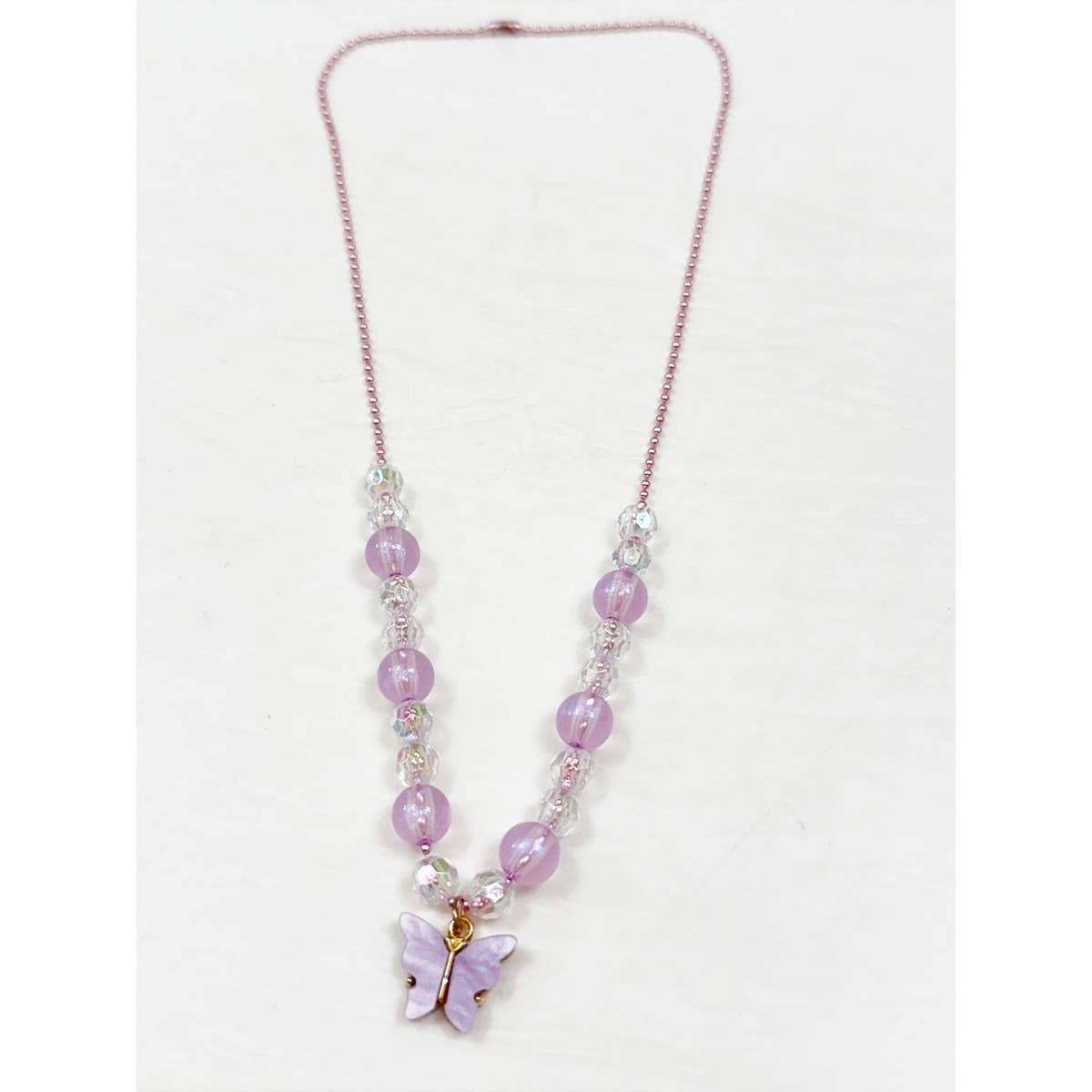 Kids' Sparkly Butterfly Charm Beaded Necklace - Little Looms