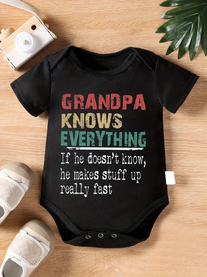 Grandpa Knows Everything Baby Bodysuit Onesie - Little Looms