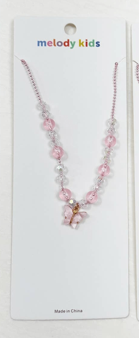 Kids' Sparkly Butterfly Charm Beaded Necklace - Little Looms