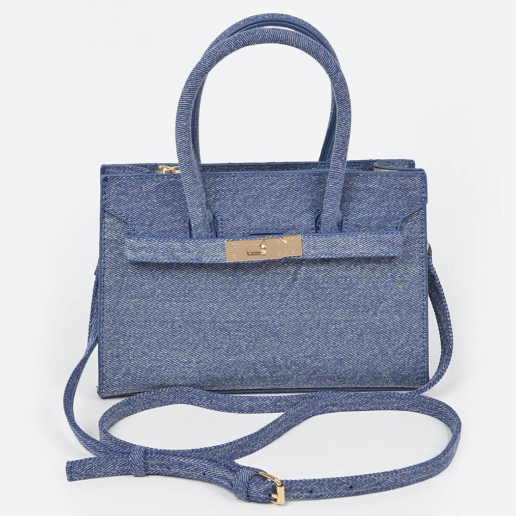 Denim Chic Structured Handbag – Crossbody or Carry - Little Looms