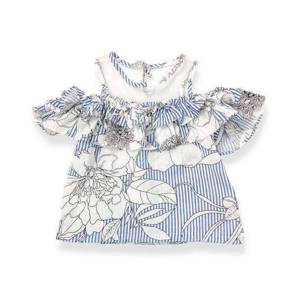 Girls’ Cold Shoulder Floral Blouse - Little Looms