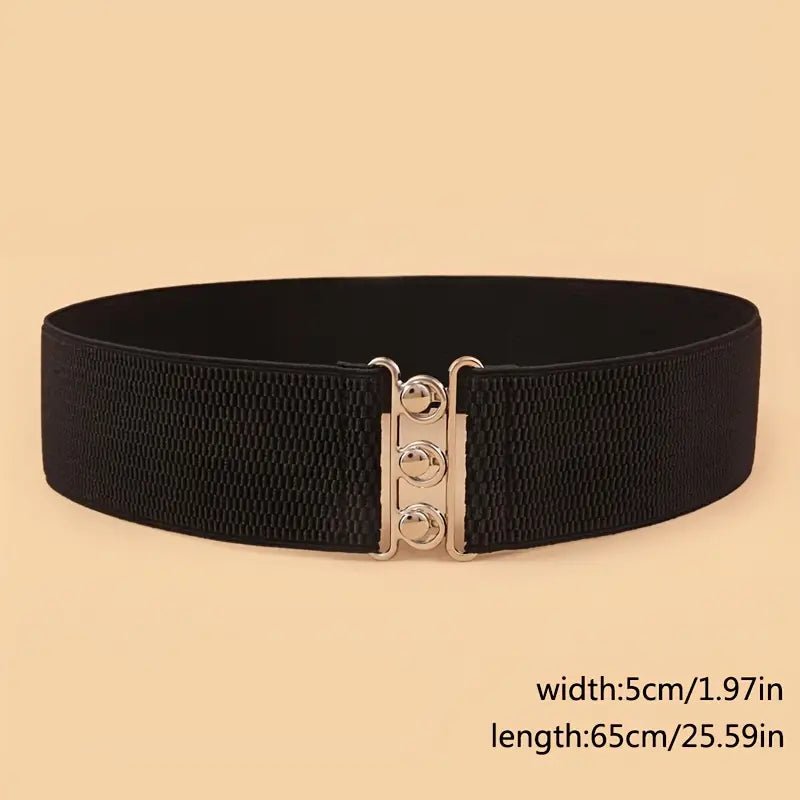 Metal Clasp Wide Stretch Belt – Casual & Boho Style - Little Looms