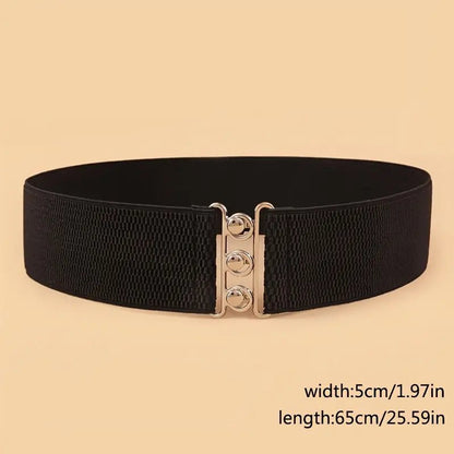 Metal Clasp Wide Stretch Belt – Casual & Boho Style - Little Looms