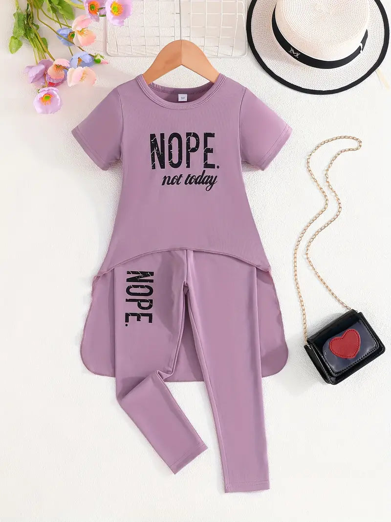 Not Today Toddler Girl Loungewear 2-Piece Set - Purple or Blue