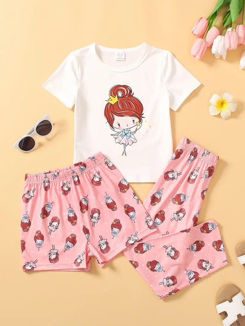 Princess Fairy Toddler Girl Pajama 3-Piece Set