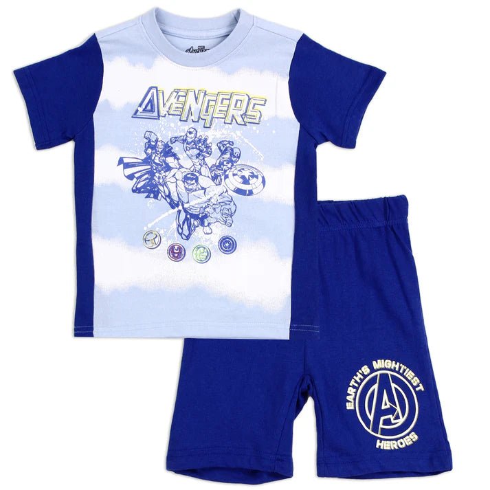 Marvel Avengers Boys' Toddler 2 - Piece Short Set – Earth’s Mightiest Heroes - Little Looms