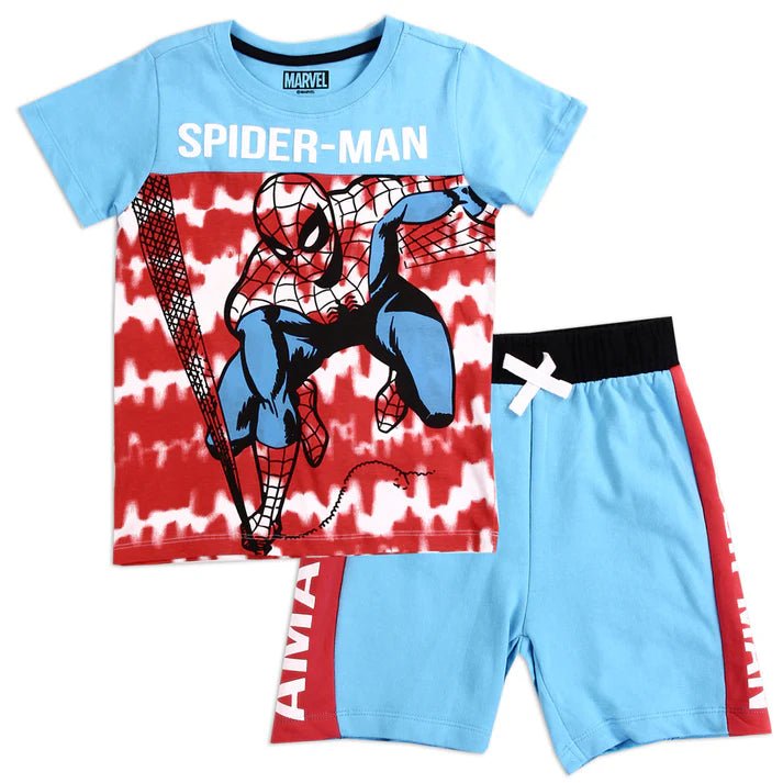 Marvel Spider - Man Boys' Toddler 2 - Piece Short Set – Blue/Red Web - Slinger Style - Little Looms