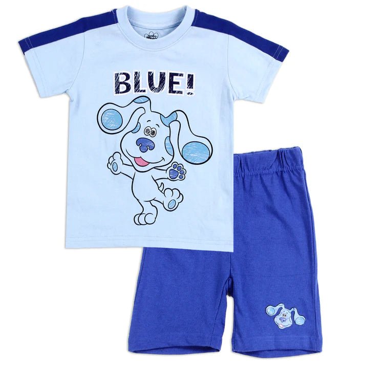 Blue’s Clues Boys' Toddler 2 - Piece Short Set – “BLUE!” Graphic Tee & Shorts - Little Looms
