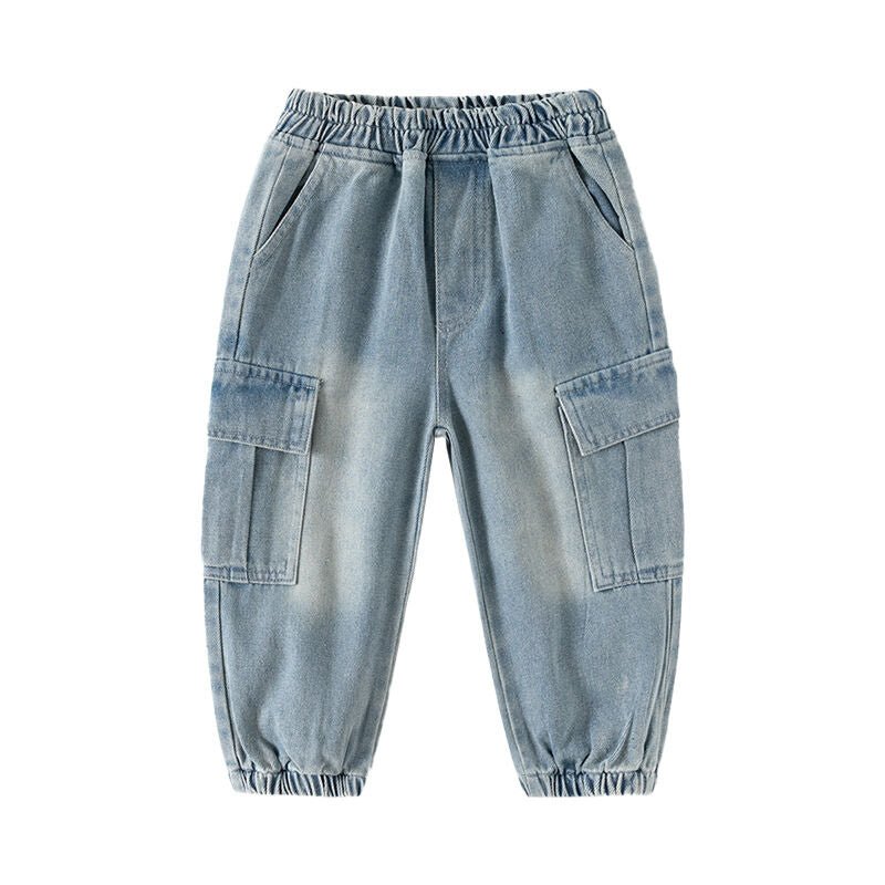 Toddler Boys' Light Wash Cargo Denim Jeans - Little Looms