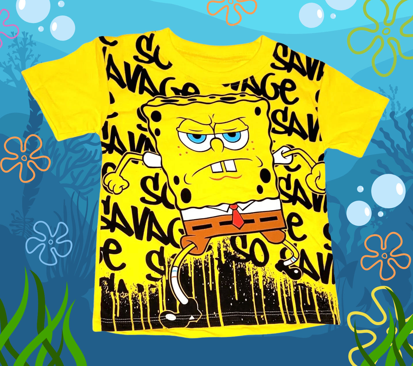 SpongeBob SquarePants Yellow "Savage" Toddler Tee - Little Looms