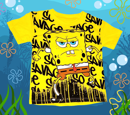 SpongeBob SquarePants Yellow "Savage" Toddler Tee - Little Looms
