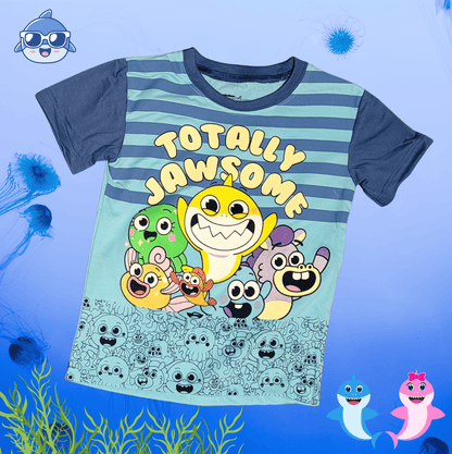 Baby Shark and Friends Totally Jawsome Blue Toddler Tee - Little Looms