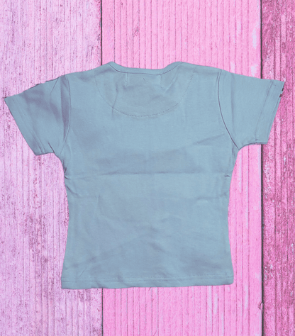 Girls' Graphic "Pretty Girls 91" Tee with Zipper Detail - Blue or Red - Little Looms