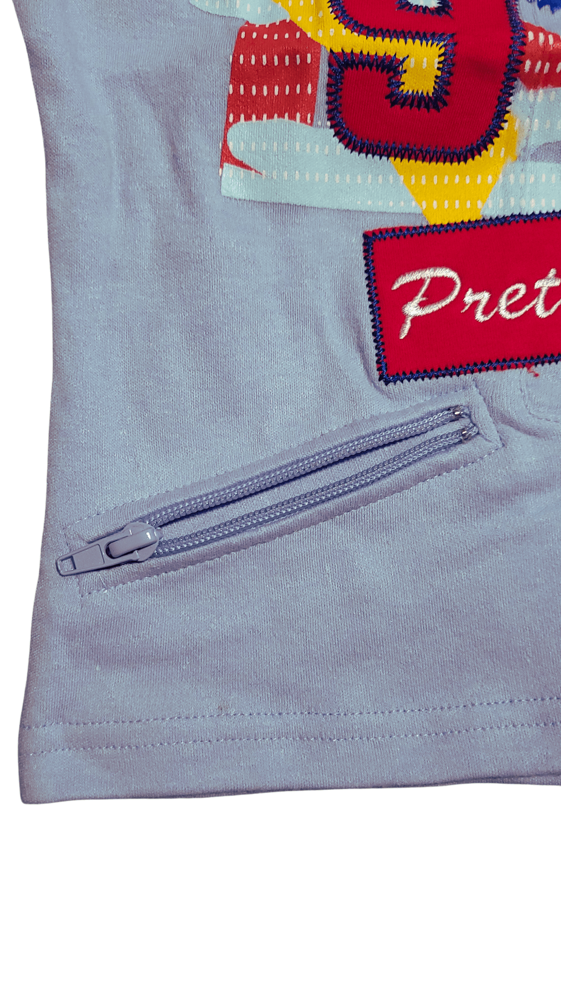 Girls' Graphic "Pretty Girls 91" Tee with Zipper Detail - Blue or Red - Little Looms