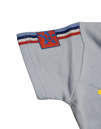 Girls' Graphic "Pretty Girls 91" Tee with Zipper Detail - Blue or Red - Little Looms