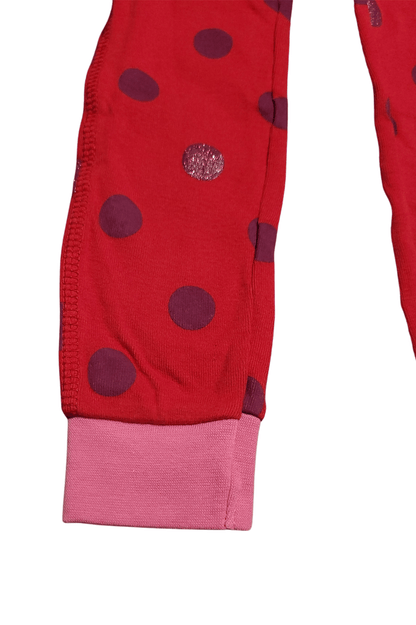 Petit Lem Red Polka Dot Toddler Girl Pajama Set with Striped Cat Embroidery - Little Looms