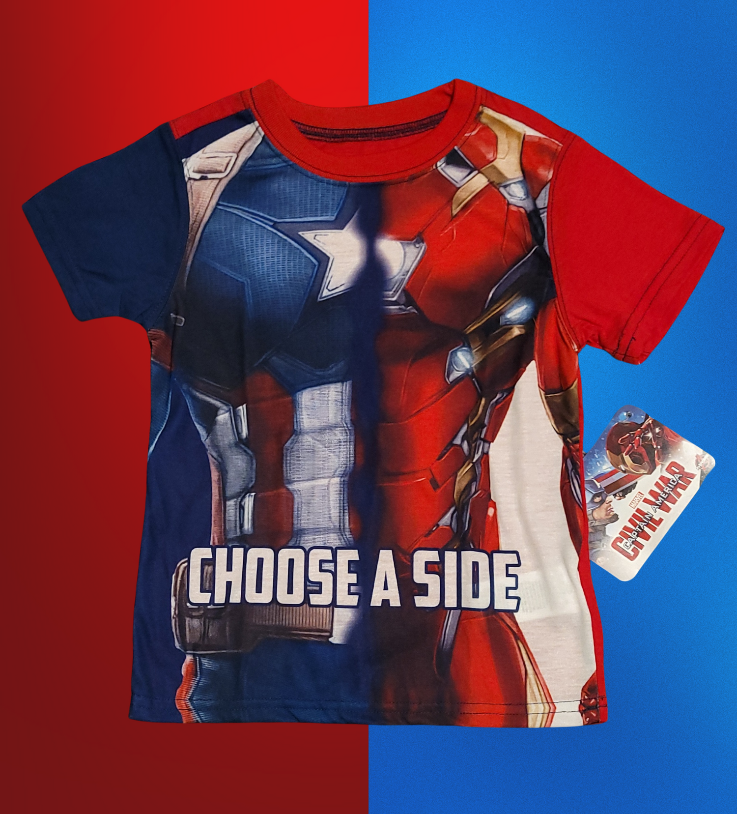 Licensed Marvel Civil War "Choose a Side" Toddler T-Shirt - Captain America & Iron Man