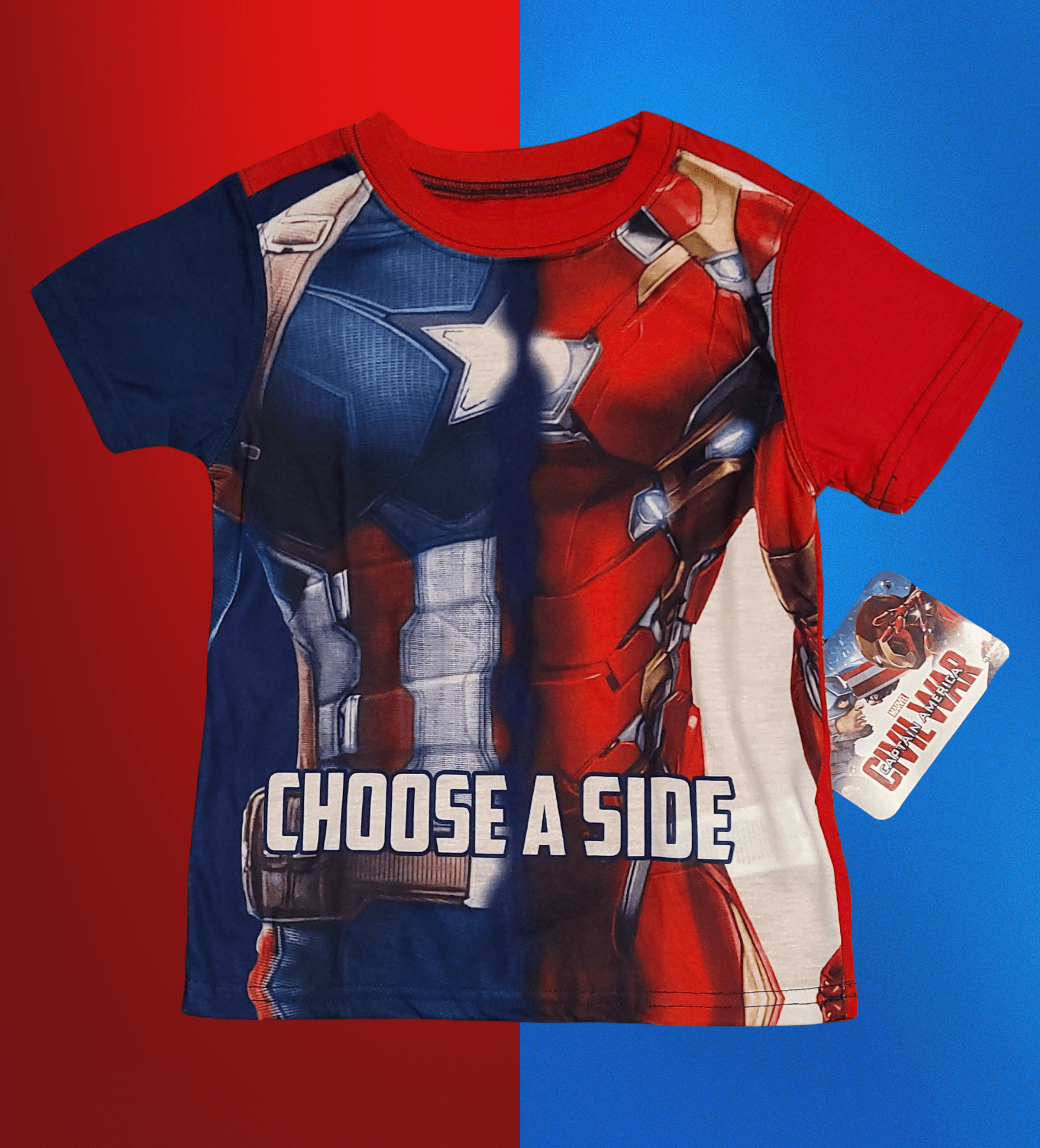 Marvel Civil War "Choose a Side" Toddler T-Shirt - Captain America & Iron Man - Little Looms