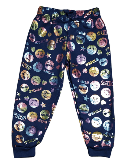 Girl Squad #Smile Emoji Jogger Pants – Foil Print - Little Looms