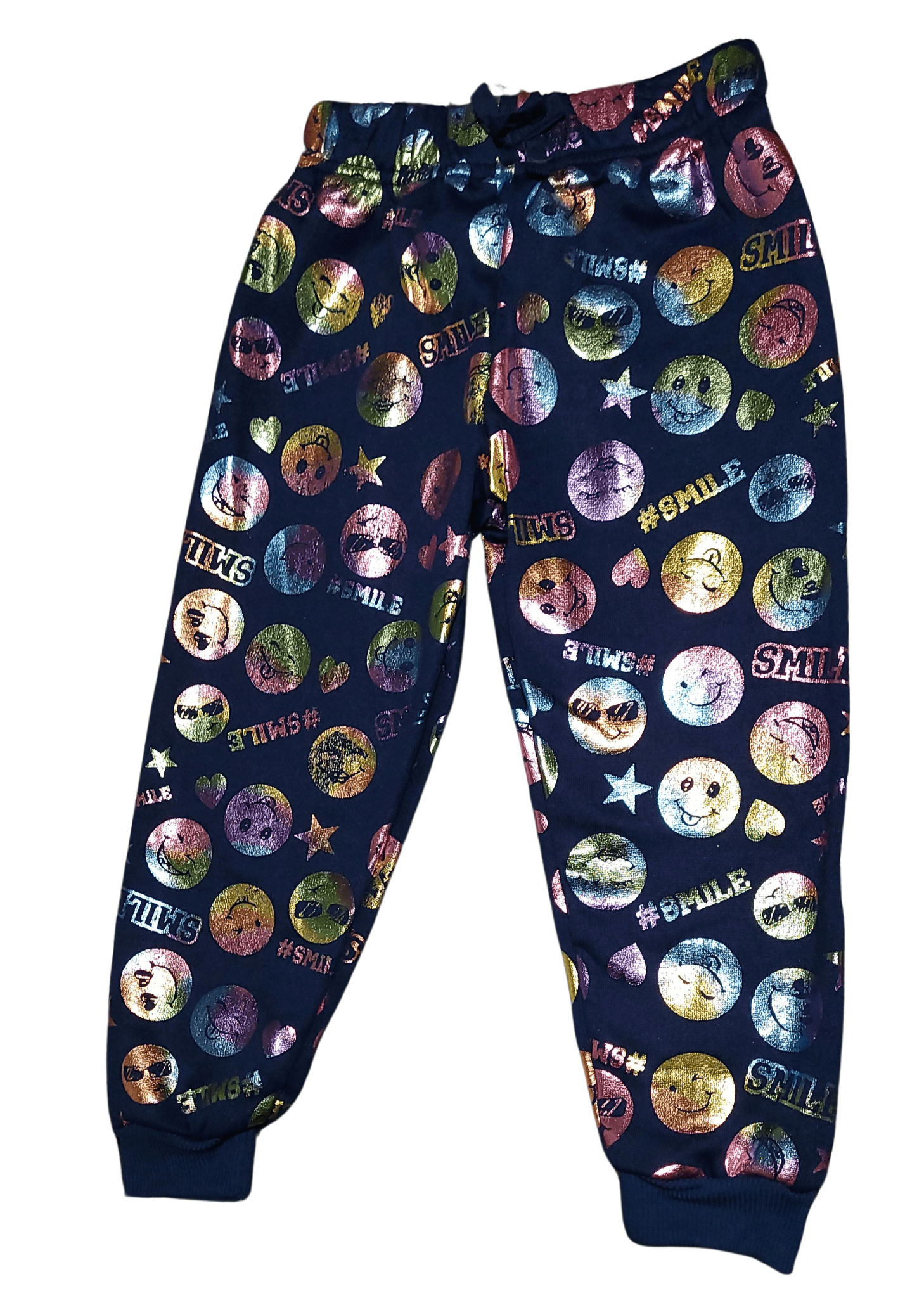 Girl Squad #Smile Emoji Jogger Pants – Foil Print - Little Looms