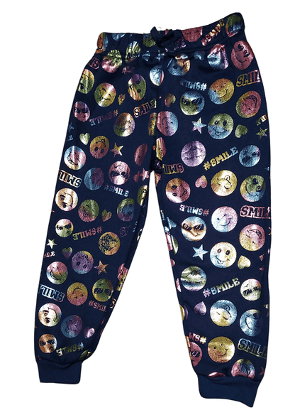 Girl Squad #Smile Emoji Jogger Pants – Foil Print - Little Looms