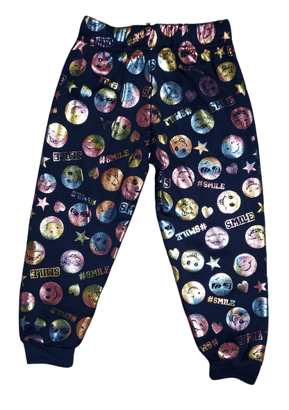 Girl Squad #Smile Emoji Jogger Pants – Foil Print - Little Looms