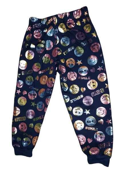 Girl Squad #Smile Emoji Jogger Pants – Foil Print - Little Looms