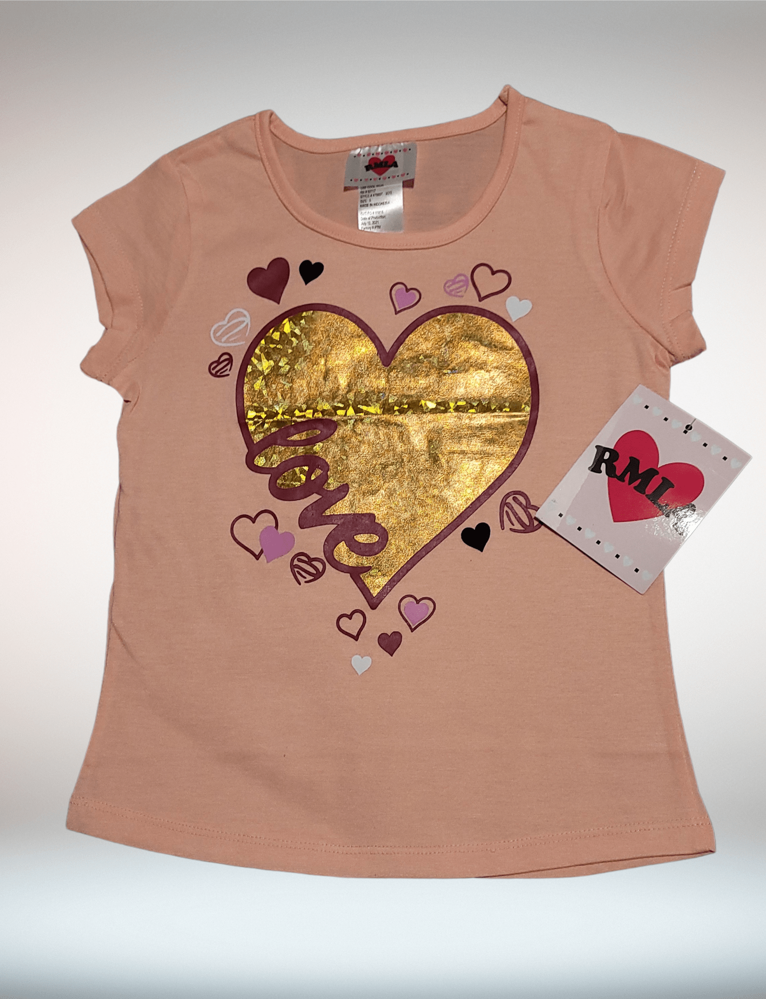 RMLA Love Heart Girl T-Shirt with Foil Print - Little Looms