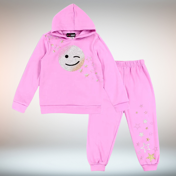 Girl Squad Sparkly Emoji Hoodie & Jogger Toddler Girl Set