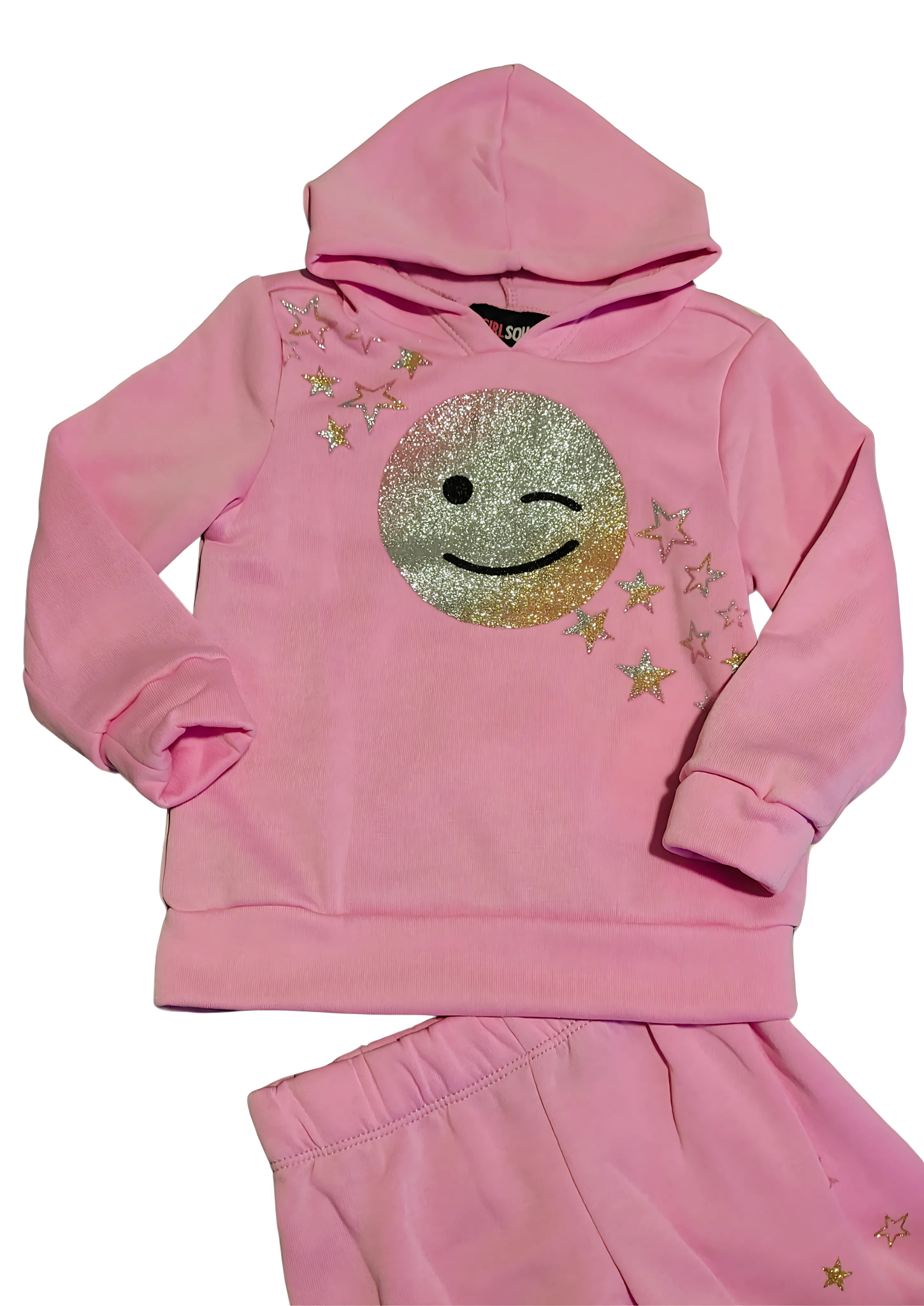 Girl Squad Sparkly Emoji Hoodie & Jogger Toddler Girl Set