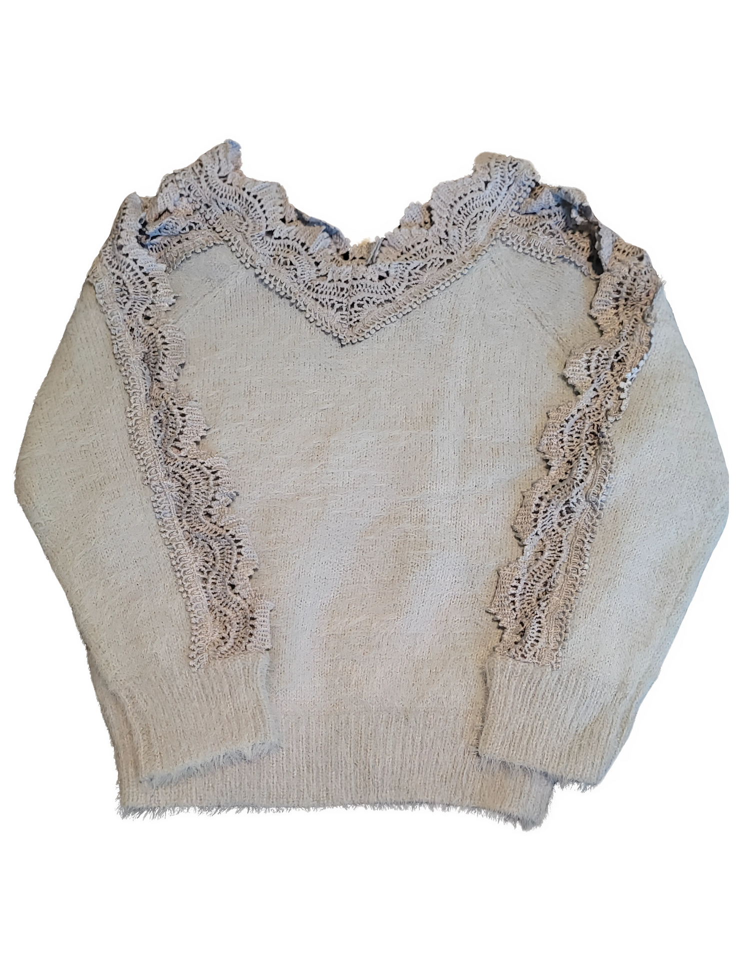 Cozy Lace-Trimmed Sweater – Toddler Girls' Chic Knit Pullover