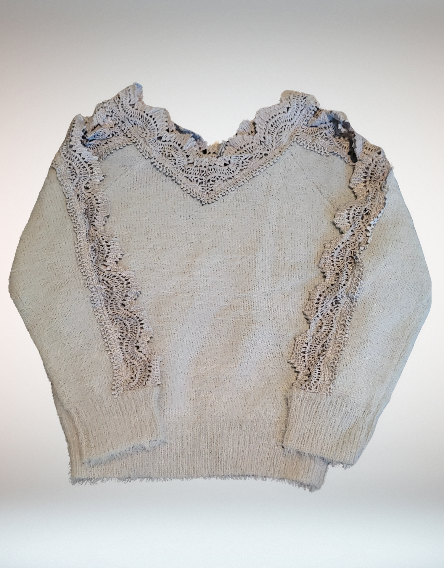 Cozy Lace-Trimmed Sweater – Toddler Girls' Chic Knit Pullover