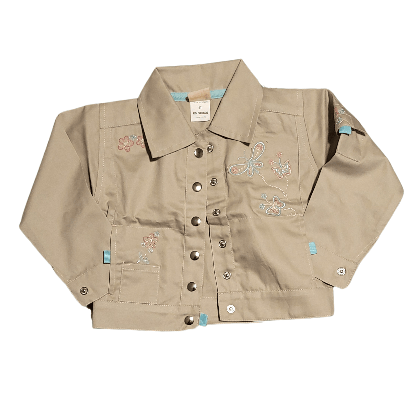 Butterfly Embroidered Button - Up Jacket – Toddler Girls' Stylish Cotton Jacket - Little Looms
