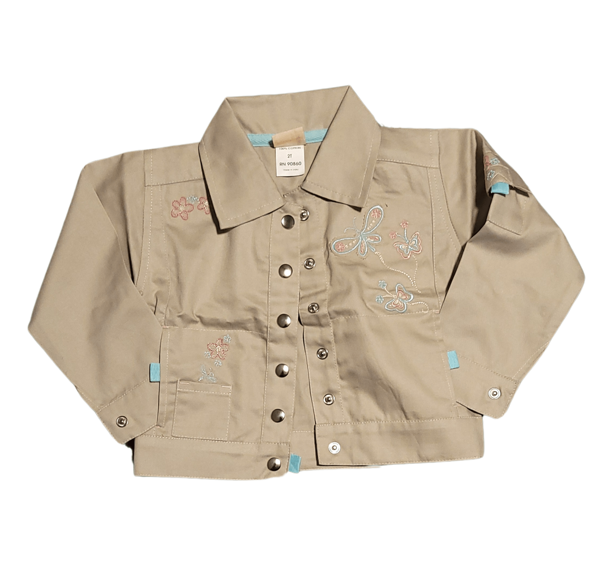 Butterfly Embroidered Button - Up Jacket – Toddler Girls' Stylish Cotton Jacket - Little Looms