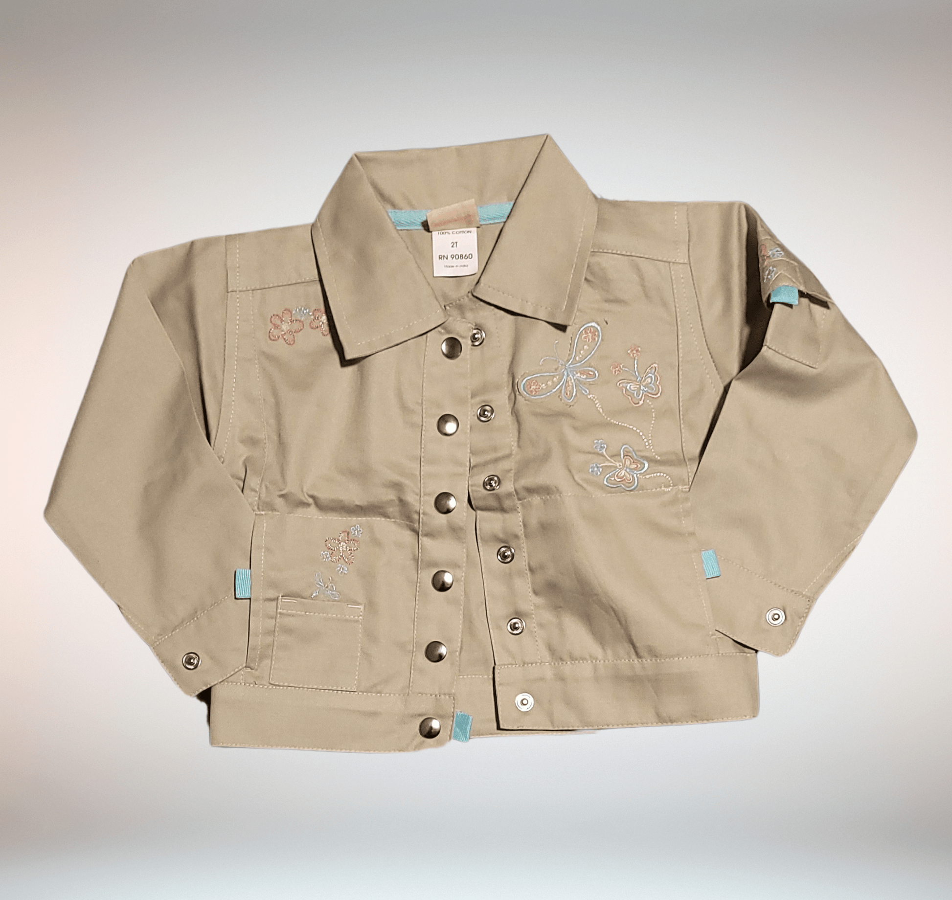 Butterfly Embroidered Button - Up Jacket – Toddler Girls' Stylish Cotton Jacket - Little Looms